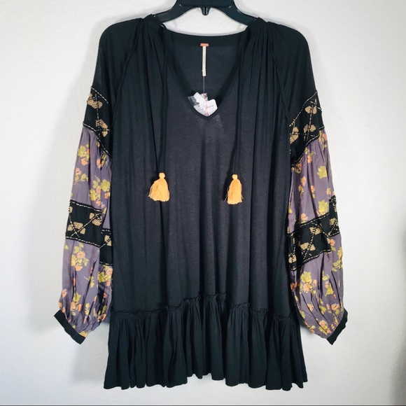 Free People NWT Mix it Up tunic in black - Picture 6 of 8